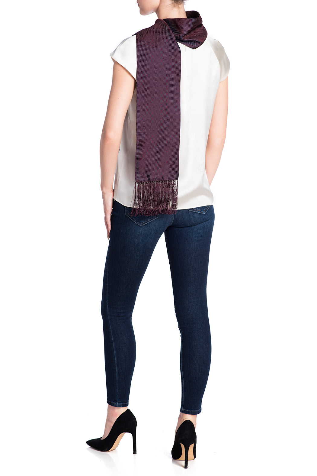 JANE CARR Jacquard Check Scarf-Scarves-Wardrobe Apparel