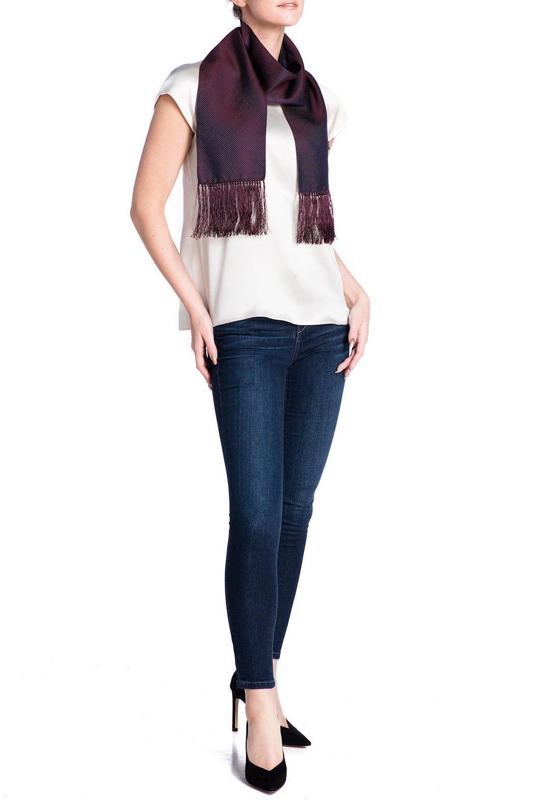 JANE CARR Jacquard Check Scarf-Scarves-Wardrobe Apparel