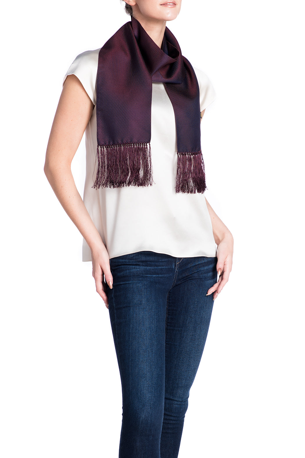 JANE CARR Jacquard Check Scarf-Scarves-Wardrobe Apparel